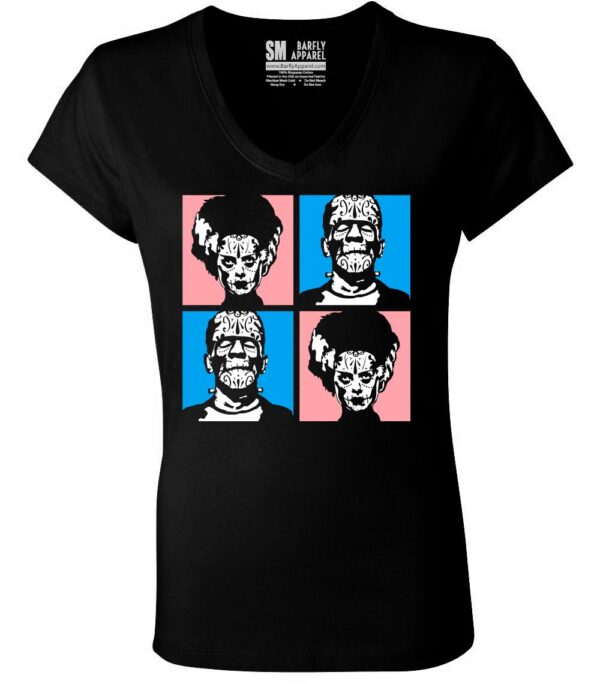 Barfly Apparel Women's Sugar Frankie Deep V Neck Tee Black-0