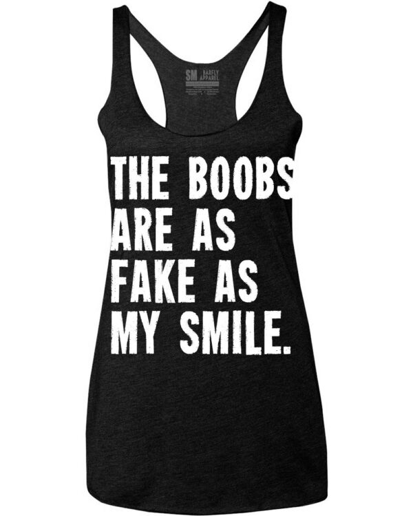 Barfly Apparel Women's Boobs are as Fake Tank Vintage Black-0